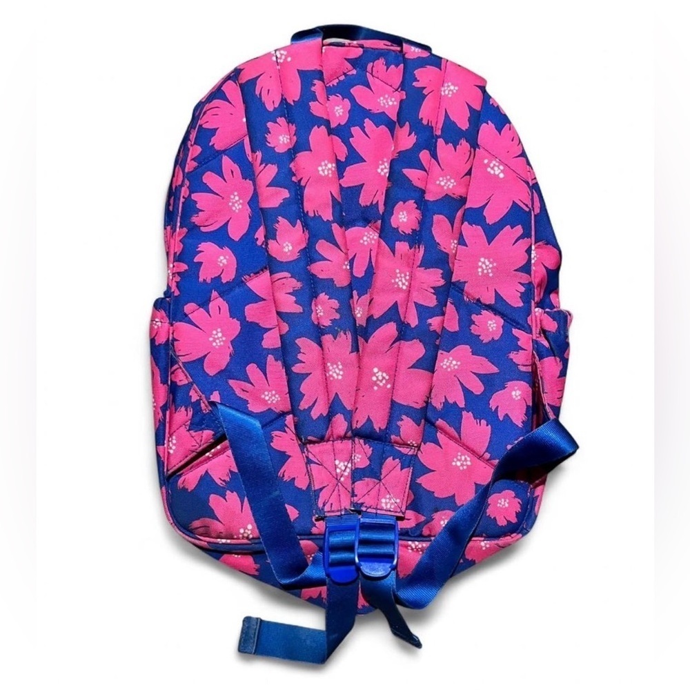 Vera Bradley Women’s Small Backpack - Pink and Navy Floral All Working Zippers - Picture 2 of 8